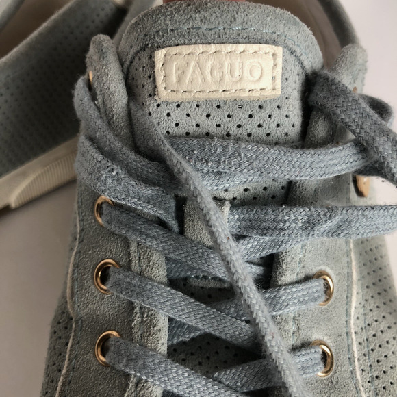 FAGUO Suede Perforated Sneaker Men's 8 / 40 Birch Blue Leather Lace Up Comfort - Picture 6 of 14